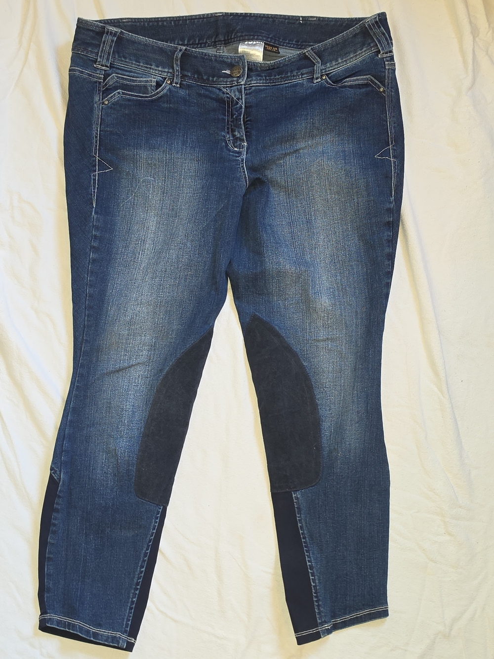 Ariat Dark Blue Stretch Denim Breeches with Knee Patches